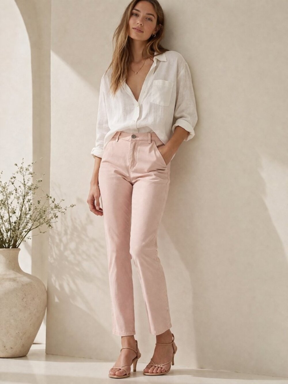 Super Soft AG Adriano Goldschmied Straight Leg Chinos Blush Pink Peach